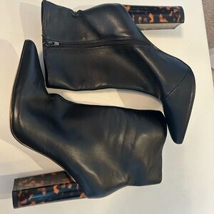 Express Black Ankle Boots with Tortoise Heel
